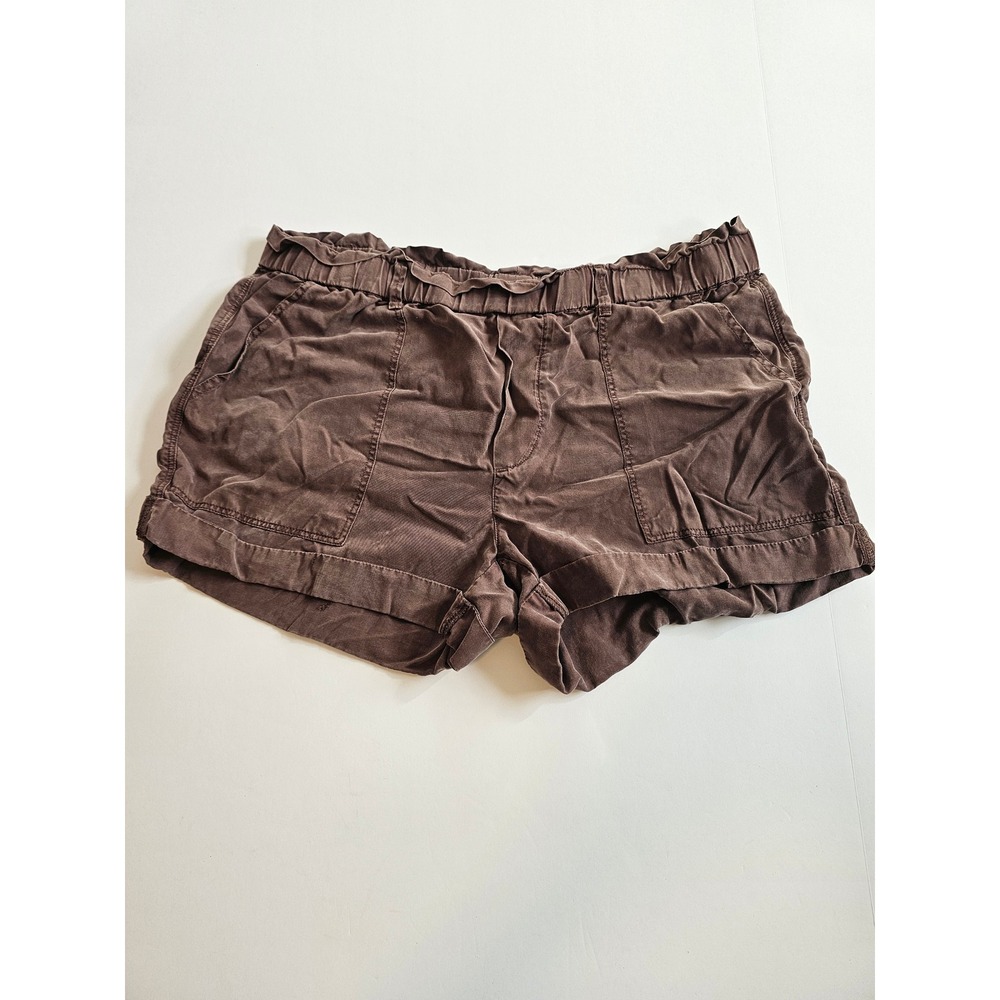 Aerie Paperbag Waist Shorts Womens Small Brown Elastic Waist Utility Pockets